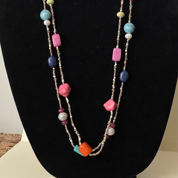 Chico's multi color beaded necklace. 2 strand. Gold tone. - Picture 2 of 3